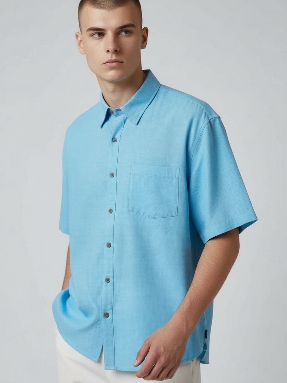 NWT Margaritaville Aqua Blue Short Sleeve Button-Up Shirt